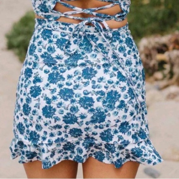 NWOT Albion Santorini High Waisted Blue Floral Swim Skirt XXL Feminine Modest - Picture 12 of 16